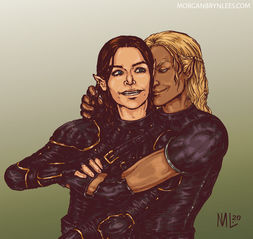 Zemariel and Zevran Zemariel and Zevran hugging.